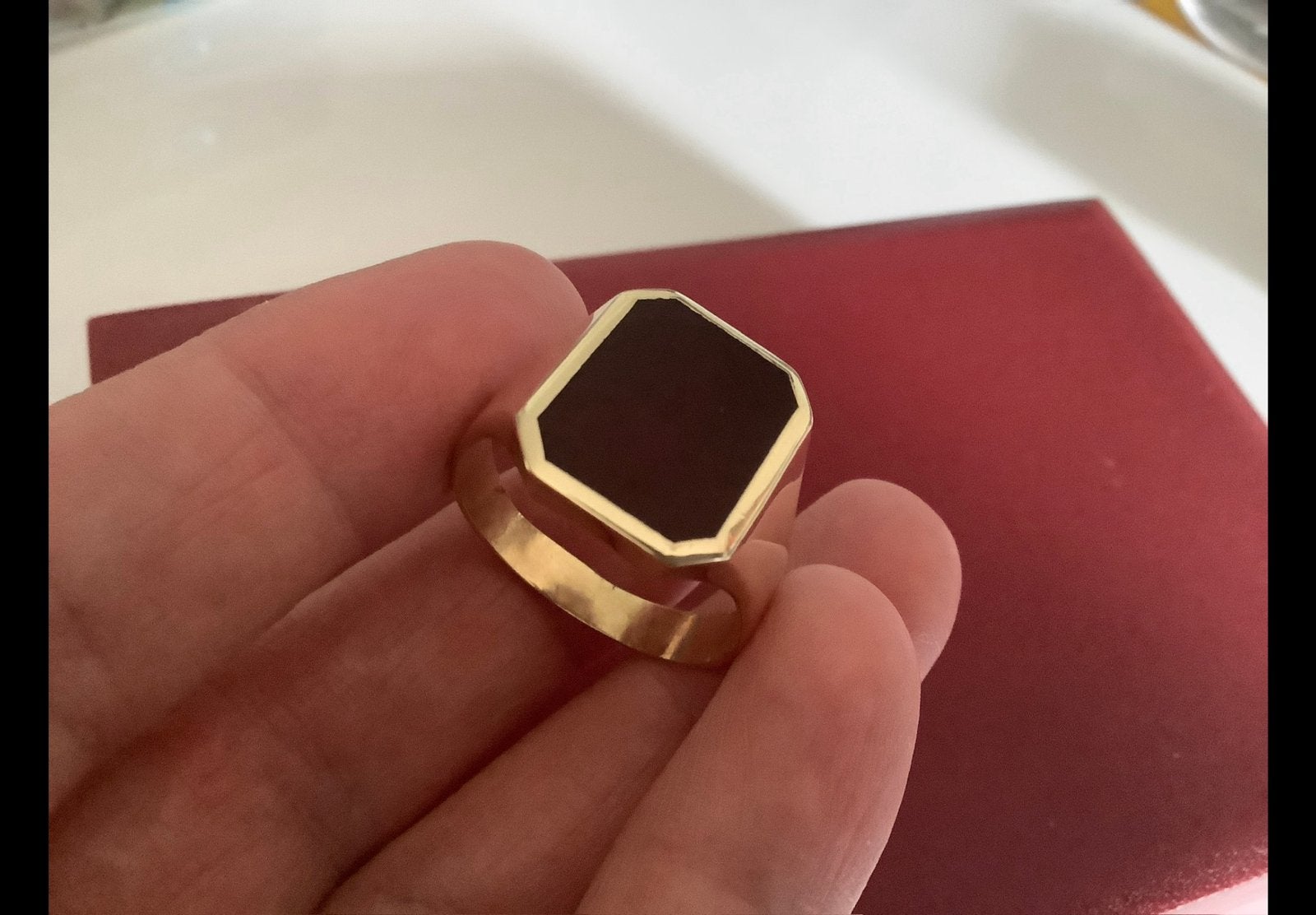 Prachtige antieke gouden forse massieve ring Carneool 14 kar, 20 of groter, Verzenden, Heer, Zo goed als nieuw
