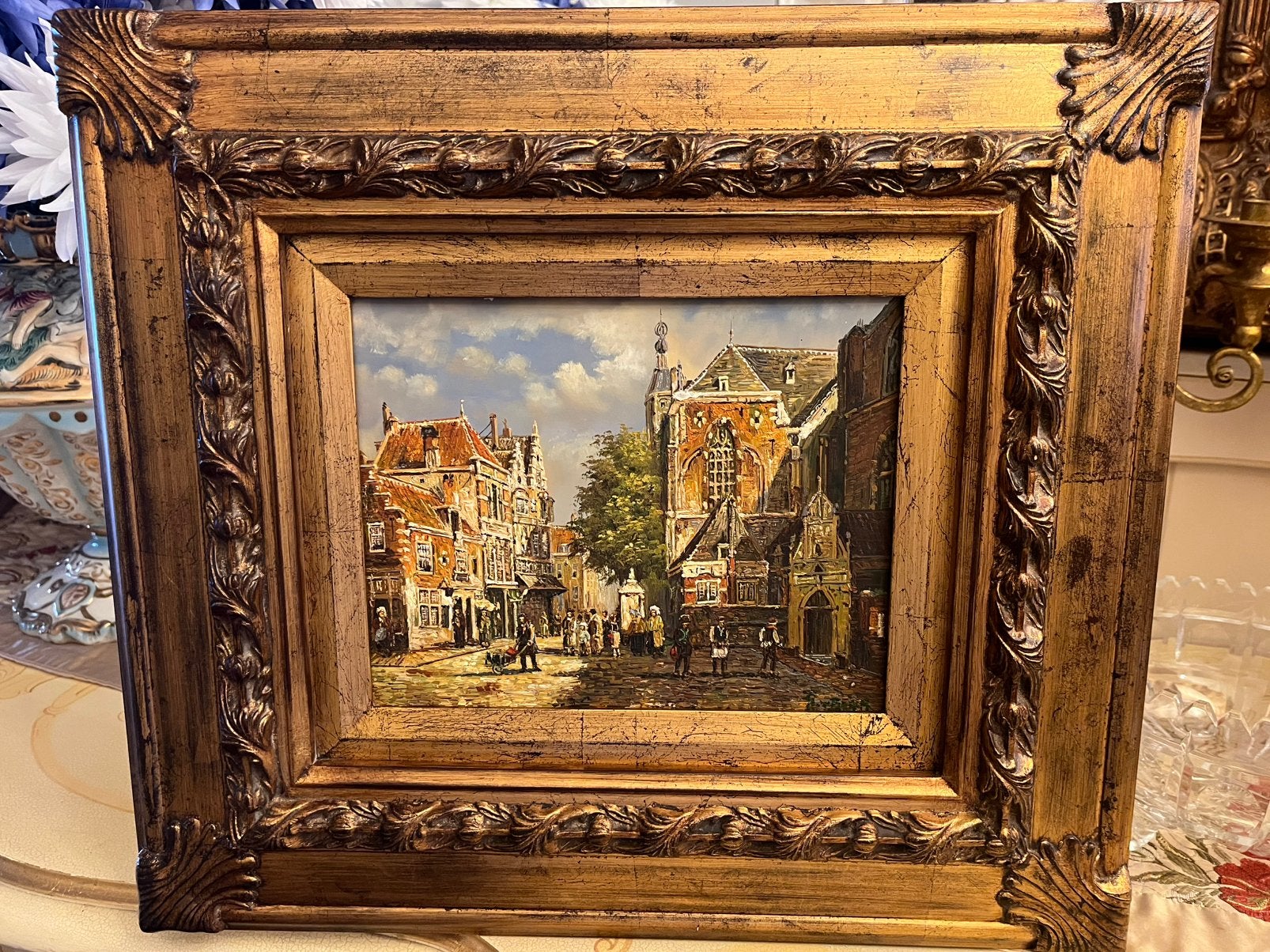 Prachtige olieverf stadsgezicht schilderij, Ophalen of Verzenden