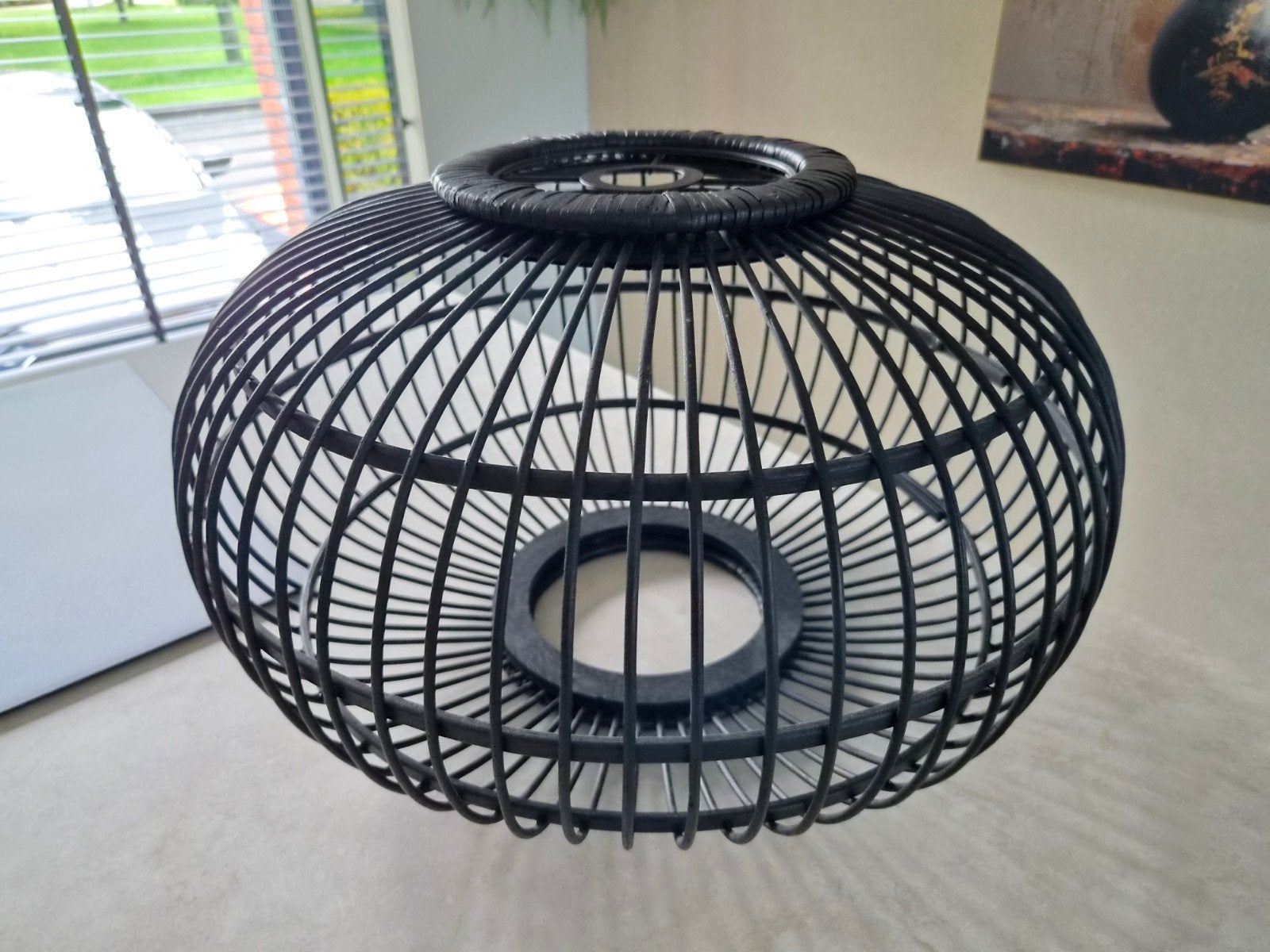 Lampenkap Boan Zwart Bamboe ø 47,5 cm (Kwantum), Ophalen, Zo goed als nieuw, Natuurlijk materiaal, E27 (groot)