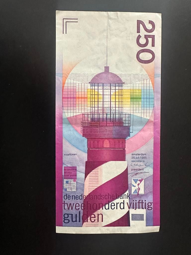 Briefje van 250 gulden, Verzenden, 250 gulden