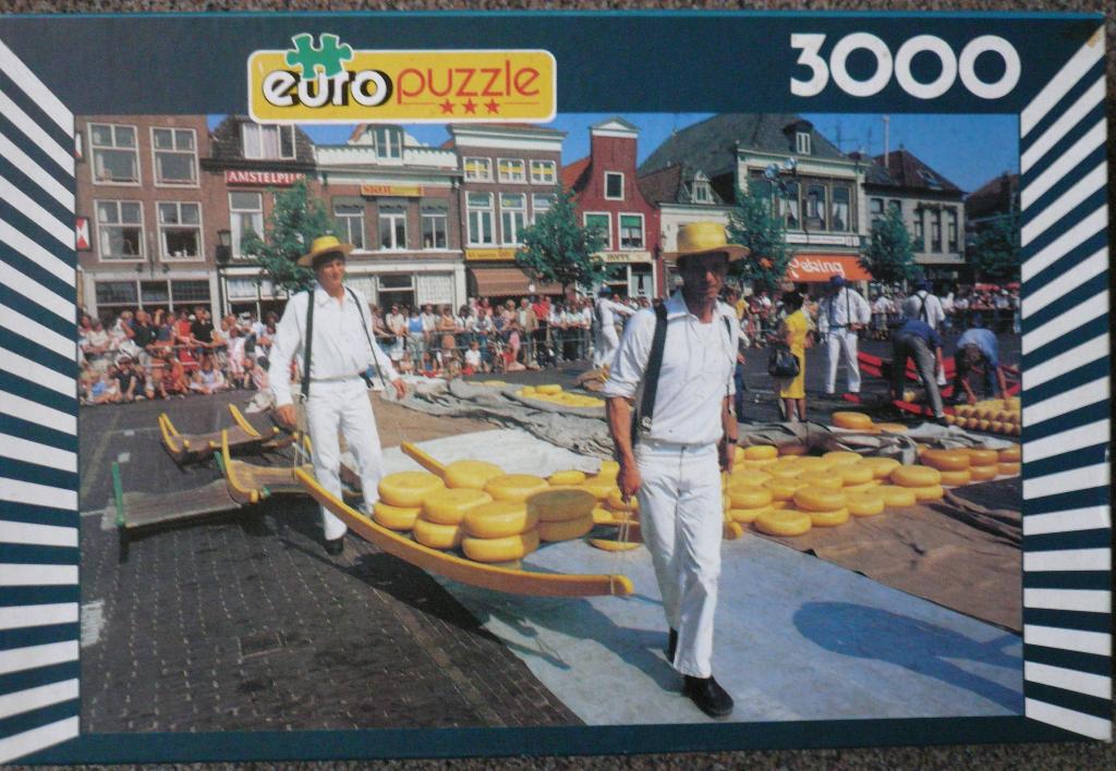 oud legpuzzel 3000 st.kaasmarkt ALKMAAR kaas,made in Holland, Ophalen of Verzenden, Meer dan 1500 stukjes, Zo goed als nieuw, Legpuzzel