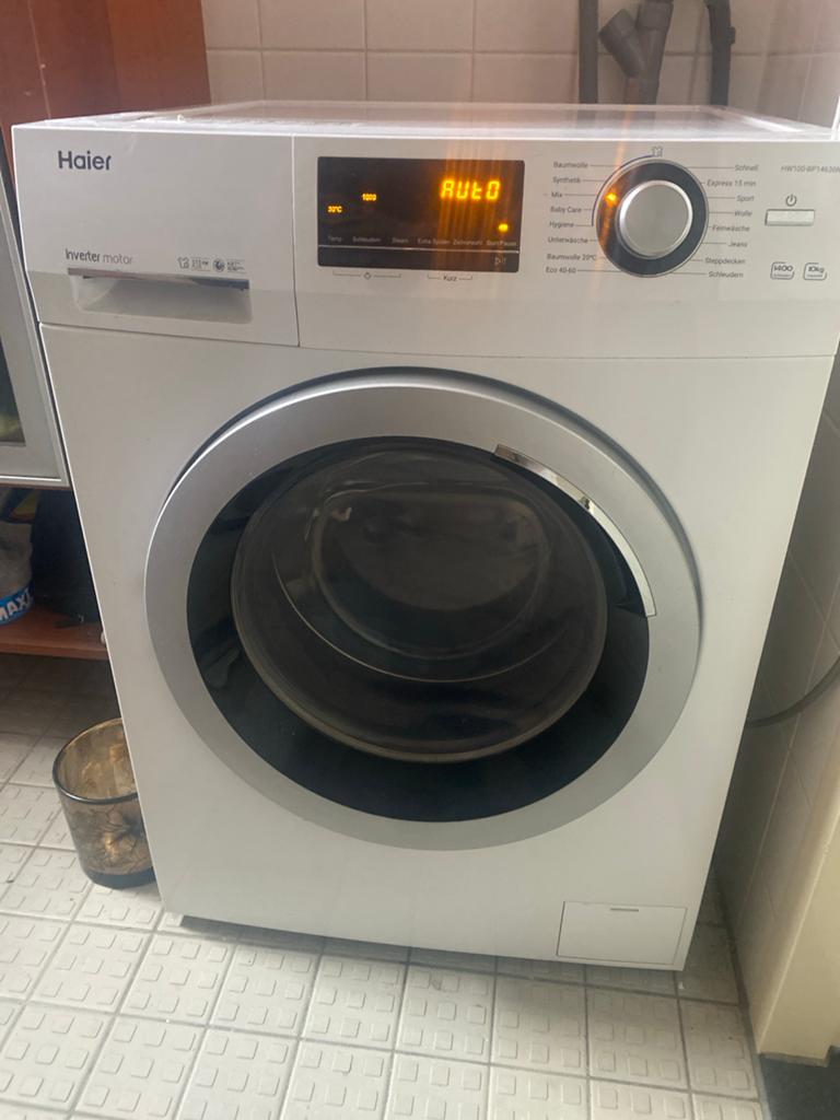 Haier Wasmachine HW100-BP14636M - 2 1/2 jaar oud  garantie, Witgoed en Apparatuur, Wasmachines, Zo goed als nieuw, Voorlader, 10 kg of meer