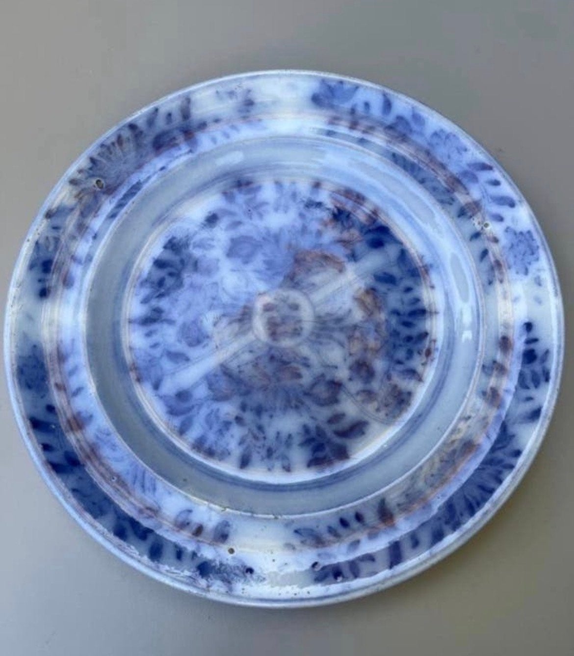 Antiek P. Regout Mikado Bord - Blauw-Wit Floraal Decor, Ophalen of Verzenden