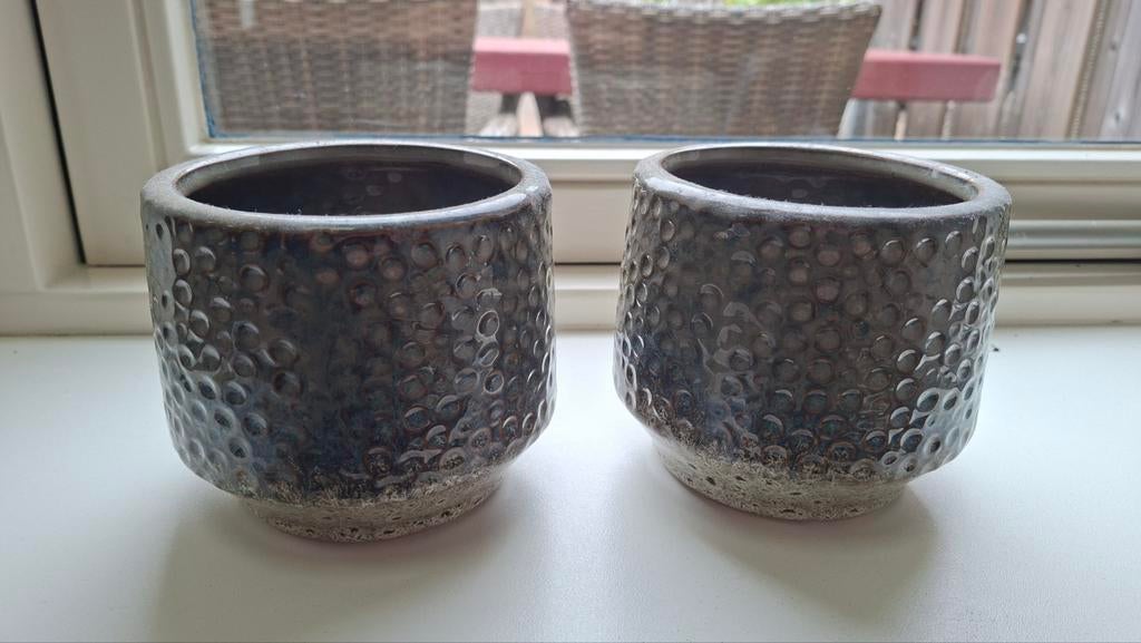 PTMD Bloempotjes/Potjes - Set van 2, Rond, Ophalen of Verzenden, Zo goed als nieuw, Aardewerk