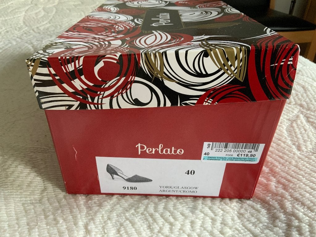 Zilveren muiltjes, Zo goed als nieuw, Perlato, Grijs, Sandalen of Muiltjes