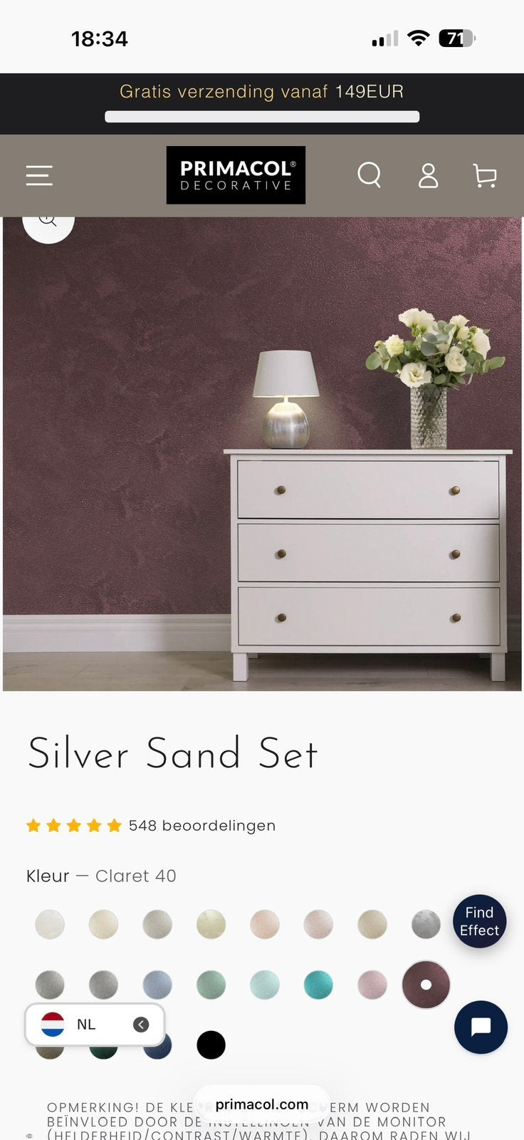 Primacol silversand, Doe-het-zelf en Verbouw, Ophalen, Nieuw, Paars, Verf