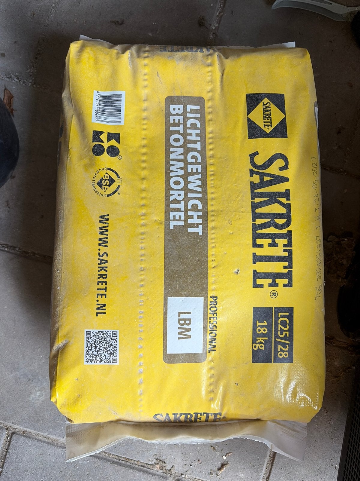 SAKRETE Lichtgewicht Betonmortel LBM 3x18 kg, Ophalen, Nieuw
