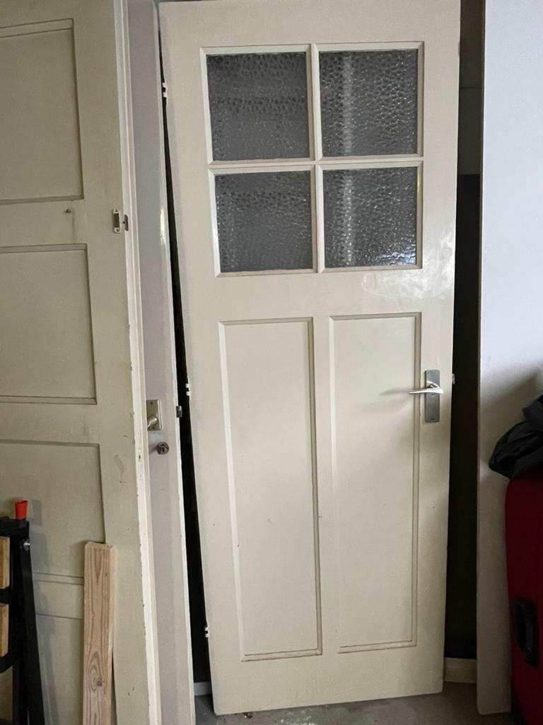 Jaren '20/'30 Paneeldeuren Bruynzeel (3 stuks), Doe-het-zelf en Verbouw, Deuren en Horren, Ophalen, Gebruikt, 80 tot 100 cm, Binnendeur