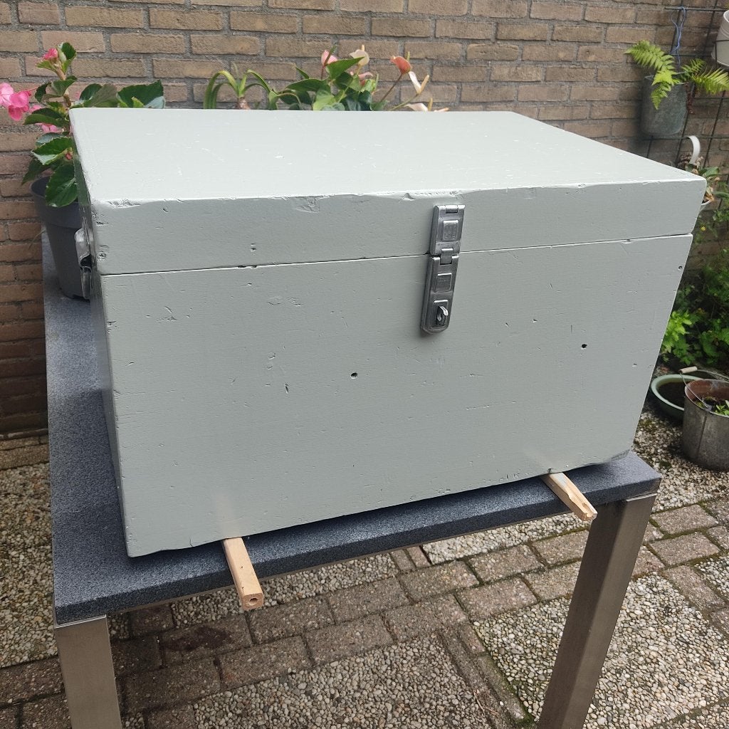Houten kist met gebruikssporen; ca. 150 liter inhoud, Overige materialen, Gebruikt, Minder dan 50 cm, Ophalen of Verzenden