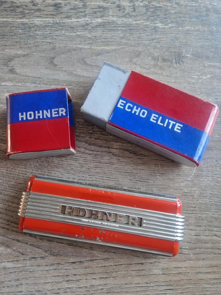 Vintage Hohner Echo Elite Mondharmonica met originele doos, Muziek en Instrumenten, Gebruikt, Overige typen, Ophalen of Verzenden