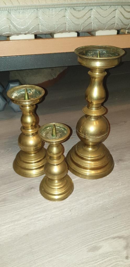 Set van 3 messing pen kandelaars, Ophalen of Verzenden, Overige materialen