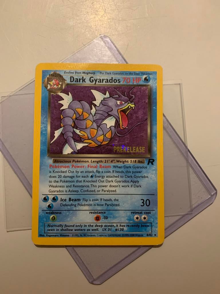 Dark Gyarados Holo Prerelease 1995/1998 Pokémonkaart, Hobby en Vrije tijd, Verzamelkaartspellen | Pokémon, Ophalen of Verzenden