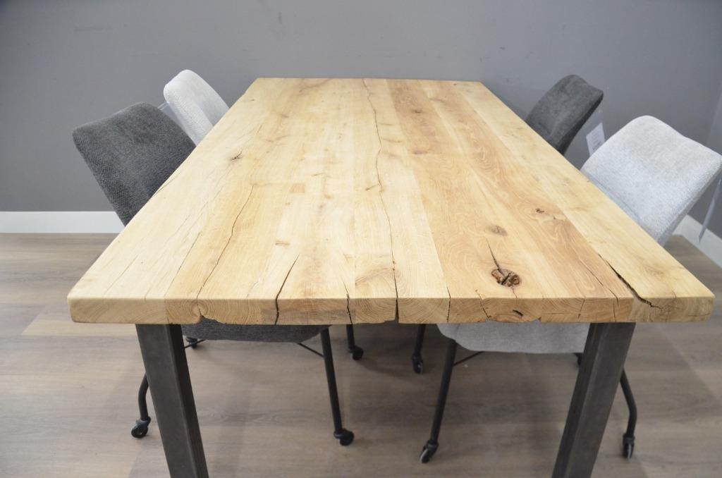 Industriële eiken boomstamtafel 190 cm - 1,9 meter, Huis en Inrichting, Tafels | Eettafels, Nieuw, 150 tot 200 cm, Rechthoekig