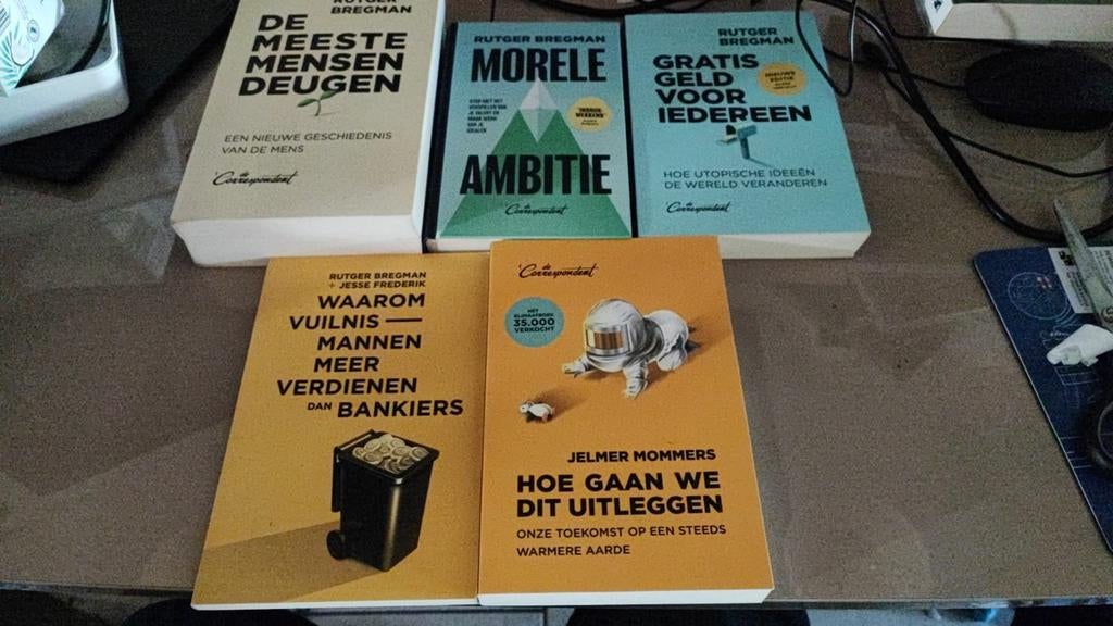 4 x Rutger Bregman en 1 x Jelle Mommers. Oa. Morele ambitie, Ophalen of Verzenden, Zo goed als nieuw, Overige onderwerpen, Rutger Bregman & Jelle Mommers