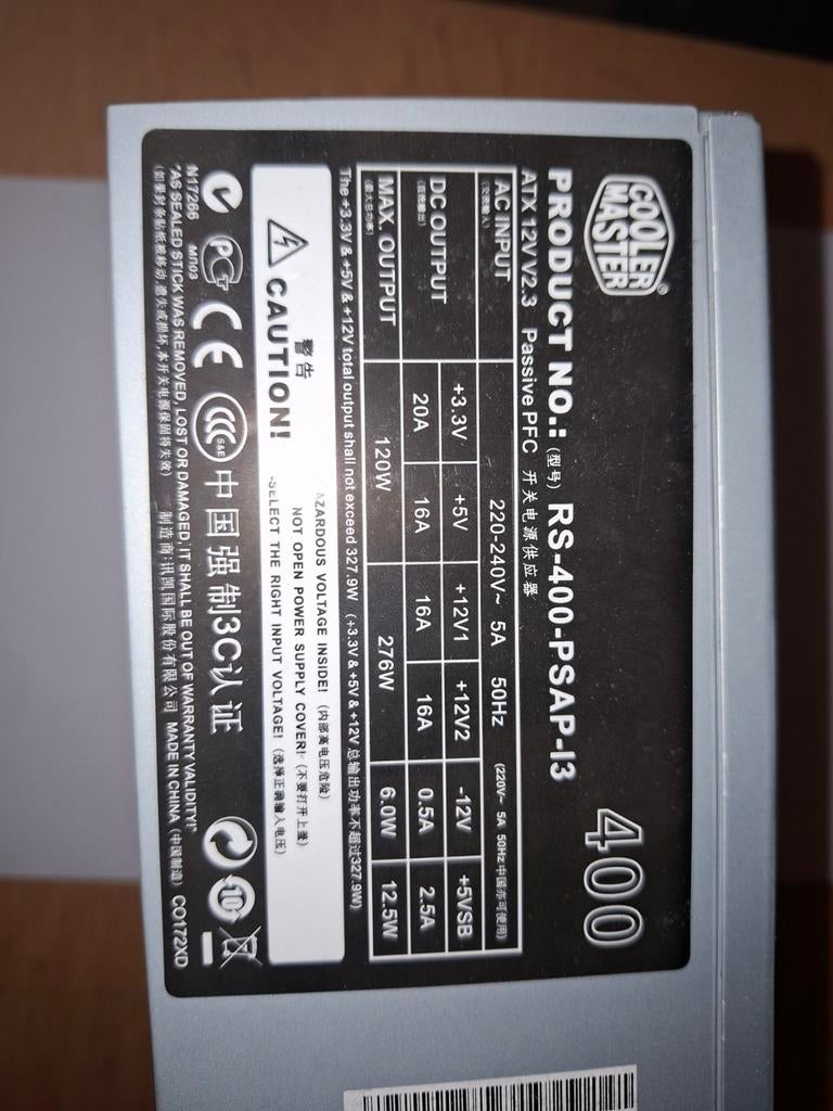 400W coolermaster PSU voeding, Computers en Software, Interne voedingen, Ophalen of Verzenden, Gebruikt