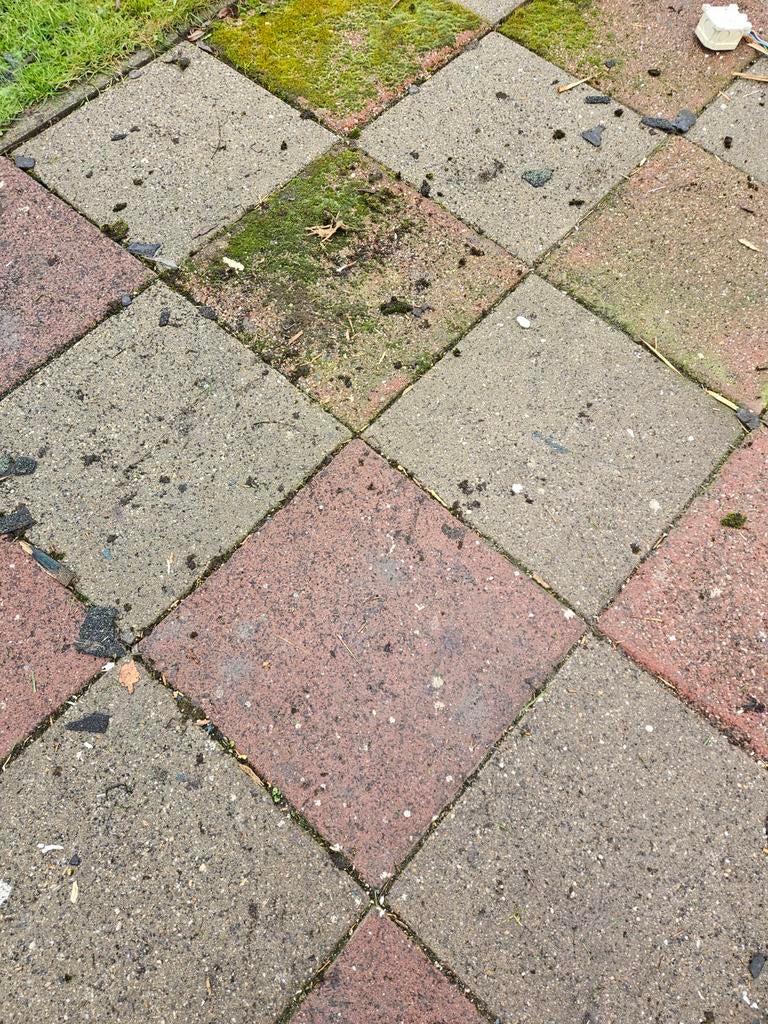 Gratis 40 rode/grijze terrastegels 50x50cm, Gebruikt, Ophalen of Verzenden, Minder dan 5 m², Beton