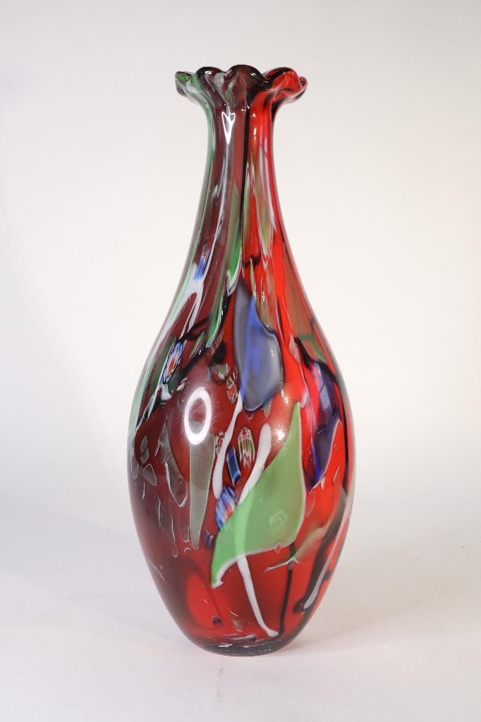 Een geblazen Murano vaas, Ophalen of Verzenden, Minder dan 50 cm, Rood, Glas