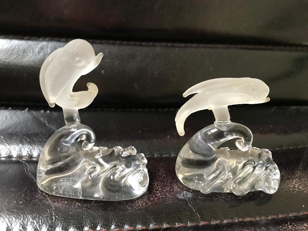 2x Kristallen  dolfijn - kristal dolfijntjes, Ophalen of Verzenden, Zo goed als nieuw, Dier