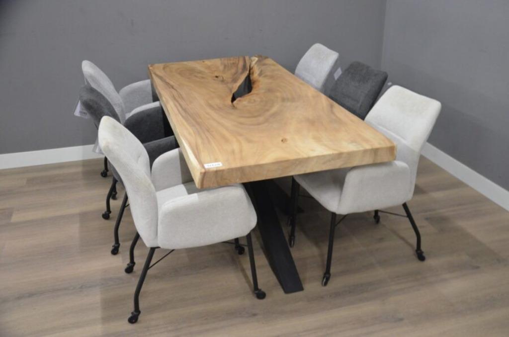 Suar boomstamtafel 200 cm – BT976 – 2 meter boomstamtafel, Overige houtsoorten, Vijf personen of meer, Rechthoekig, Nieuw