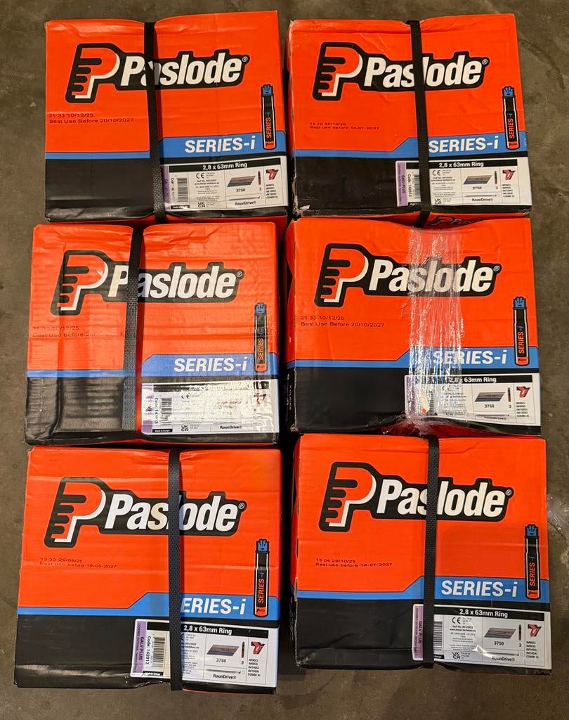 6 doosjes Paslode Series-i 2.8x63mm Ring Spijkers - Nieuw, 50 tot 100 mm, Nieuw, Ophalen of Verzenden, Spijkers