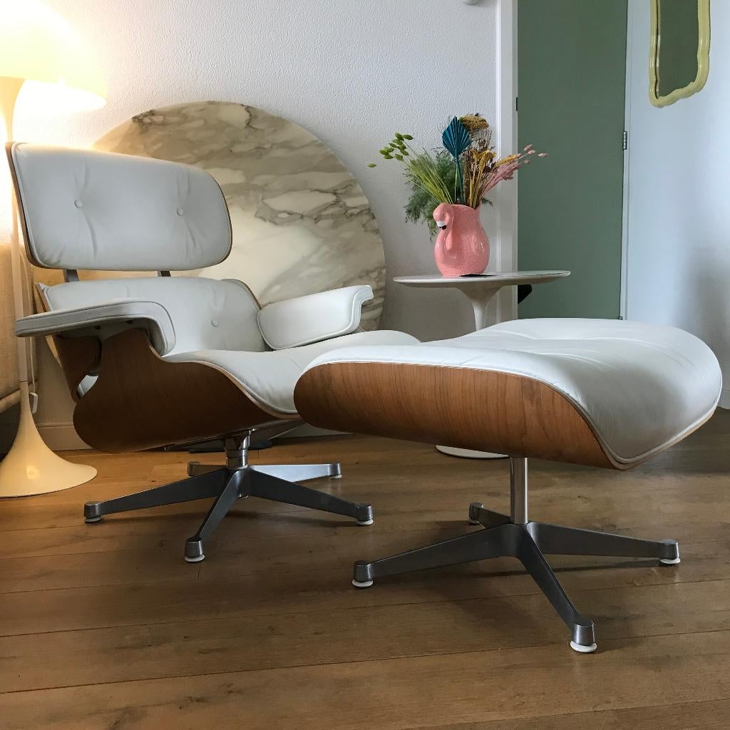 Vitra Eames lounge chair fauteuil Ottoman voetenbank wit, Gebruikt, Ophalen of Verzenden, Nvt, Nvt