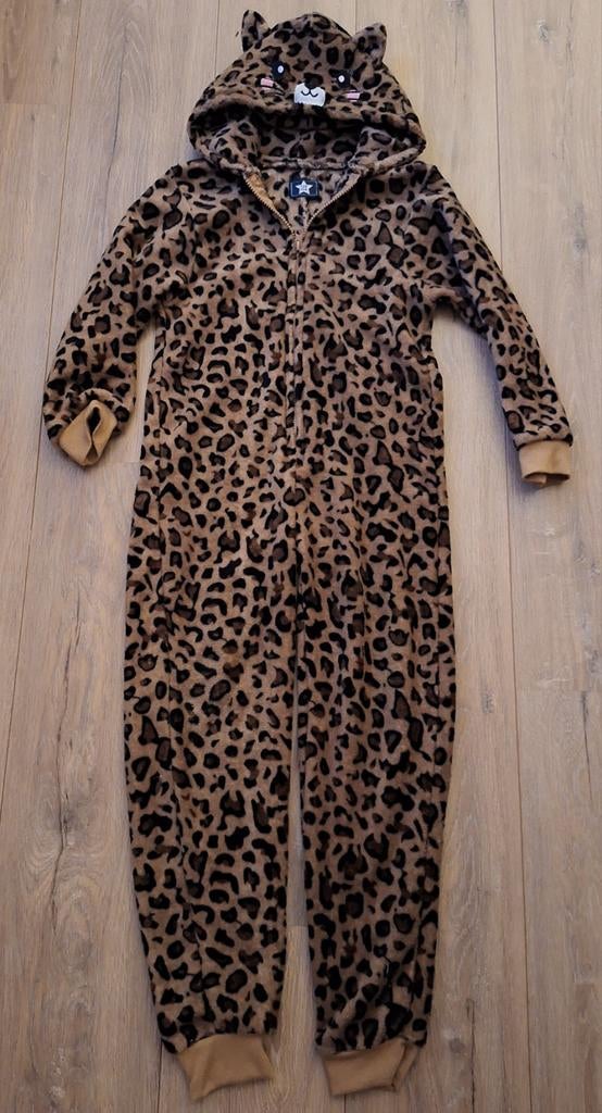 Leuke kinder onesie panter - maat 128/134, Ophalen of Verzenden, Zo goed als nieuw, Onbekend, Jongen of Meisje
