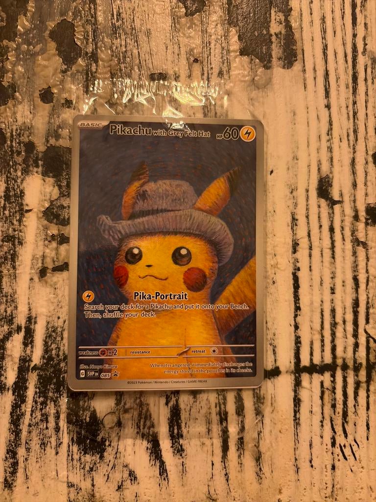Mooie Pikachu kaart met hoed - Bieden!, Ophalen of Verzenden, Zo goed als nieuw, Losse kaart