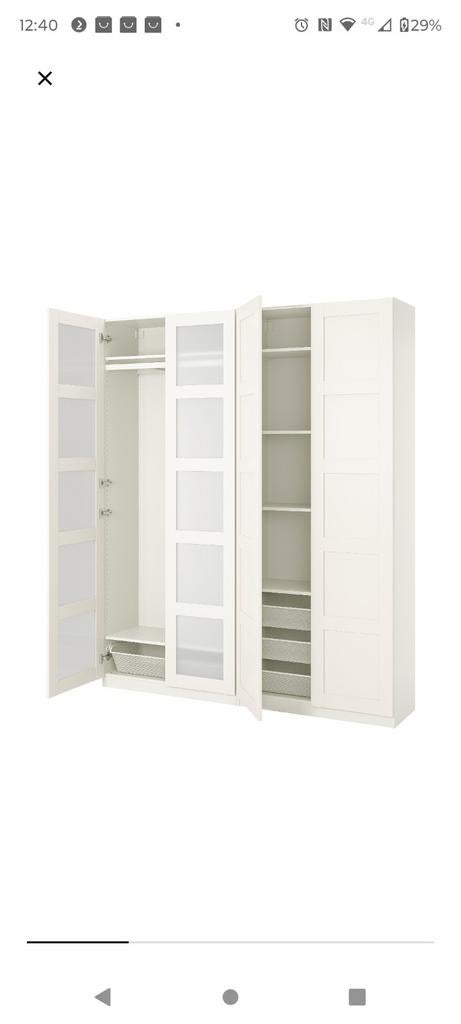 Ikea pax bergsbo deuren wit frosted glas greeploos, Ophalen, Gebruikt, 200 cm of meer, 50 tot 100 cm
