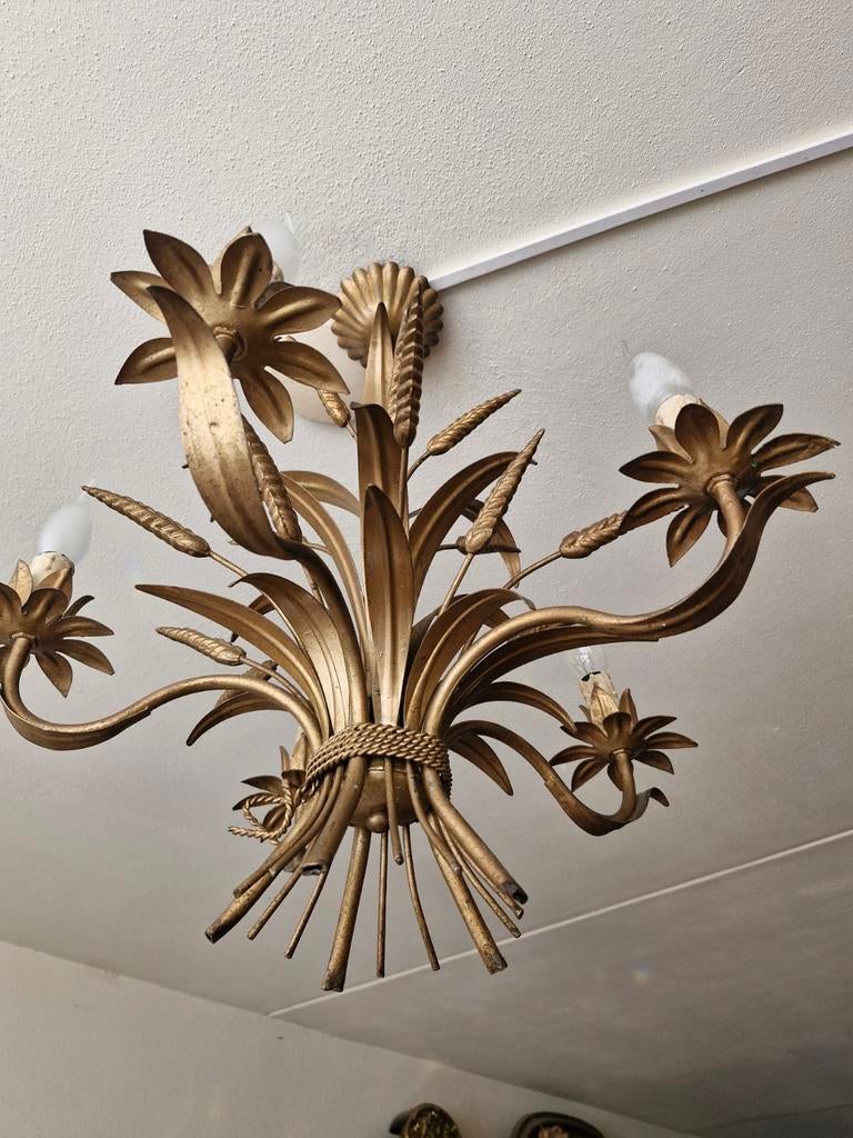 Hans kögl kroonluchter verguld goud kleur met 5 lampen, Huis en Inrichting, Lampen | Kroonluchters, Ophalen of Verzenden, Zo goed als nieuw