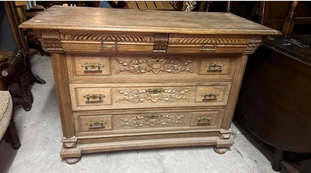 Antiek houten dressoir met lades, Ophalen, Zo goed als nieuw, Minder dan 100 cm, Kersenhout