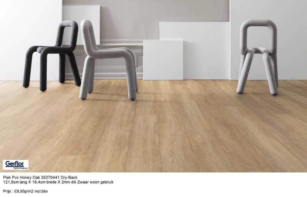 47m2 Plak Pvc Honey Oak Zwaar woon gebruik 14pak = €325, Bruin, Plak Pvc vloer bruin eiken, Nieuw, Ophalen of Verzenden