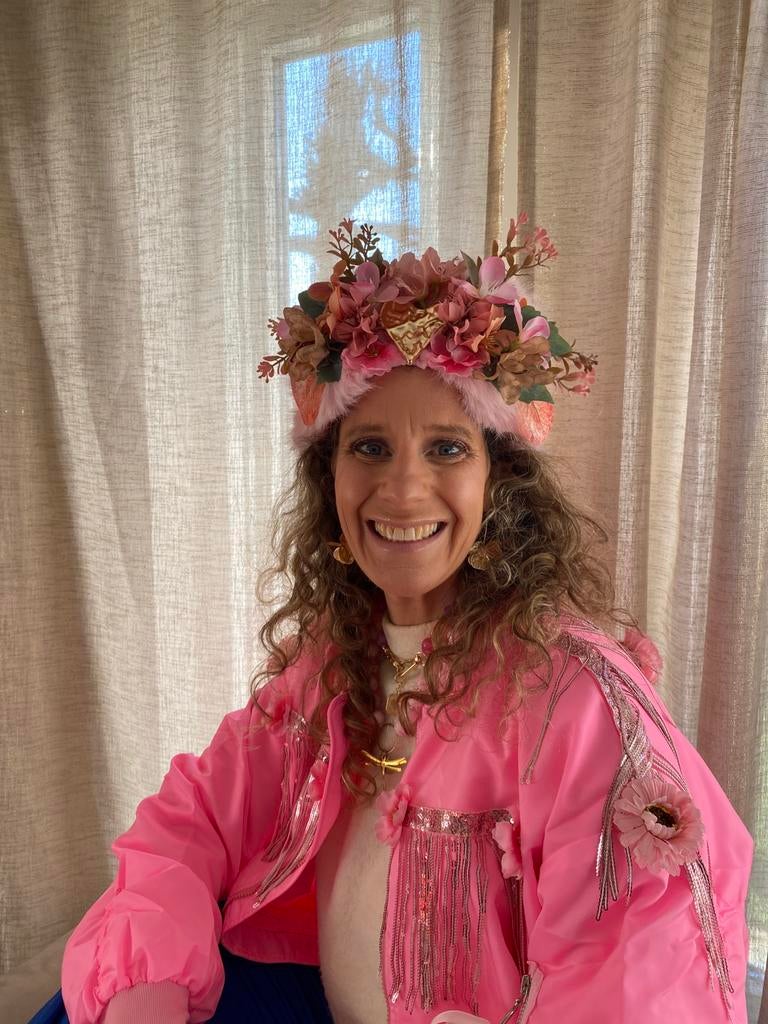 Roze bloemenband met hart, Kleding | Dames, Carnavalskleding en Feestkleding, Ophalen of Verzenden, Nieuw, Carnaval