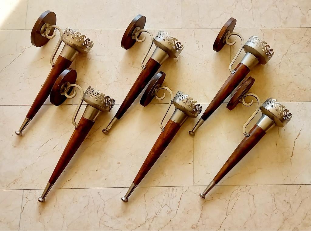 Set van 6 kandelaars, kaarsenhouders voor aan de wand, Ophalen, Overige materialen, Overige kleuren, 25 tot 50 cm