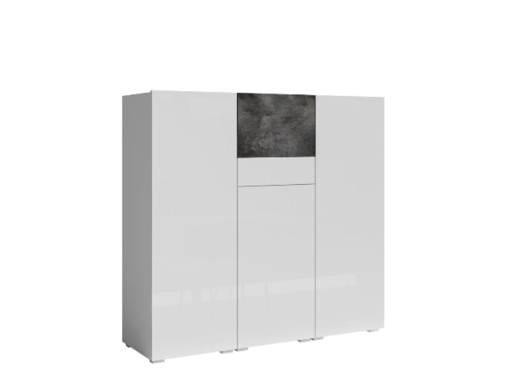 Dressoir - Hoogglans wit/Betonlook - Hoog - Modern - Design, 100 tot 150 cm, Ophalen of Verzenden, Modern, 25 tot 50 cm