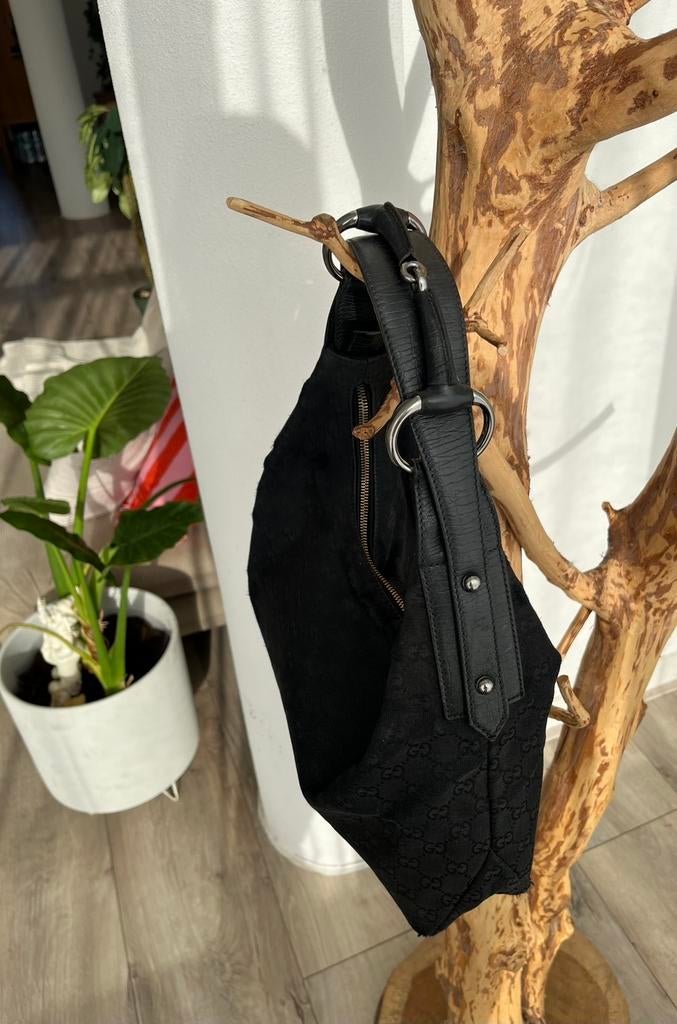 GUCCI hobo horsebit ‘black’, Ophalen of Verzenden, Zo goed als nieuw, Zwart, Schoudertasje