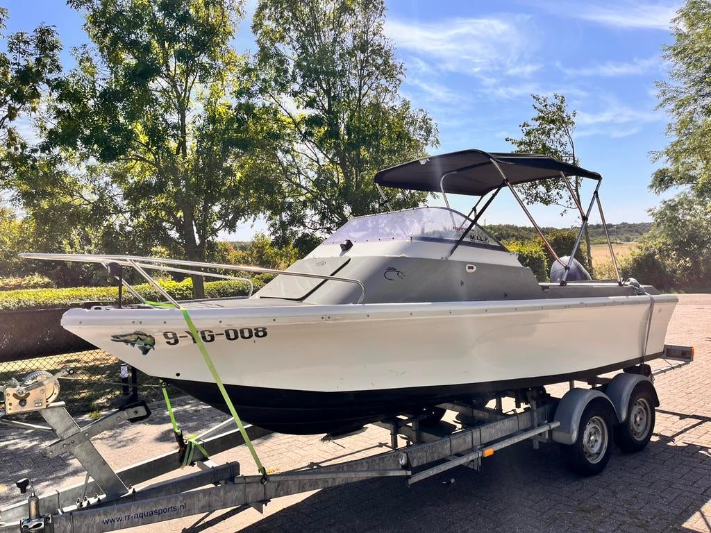 Zeer nette Jeanneau Visboot inclusief Kalf trailer!!, Ophalen, Zo goed als nieuw, Complete set