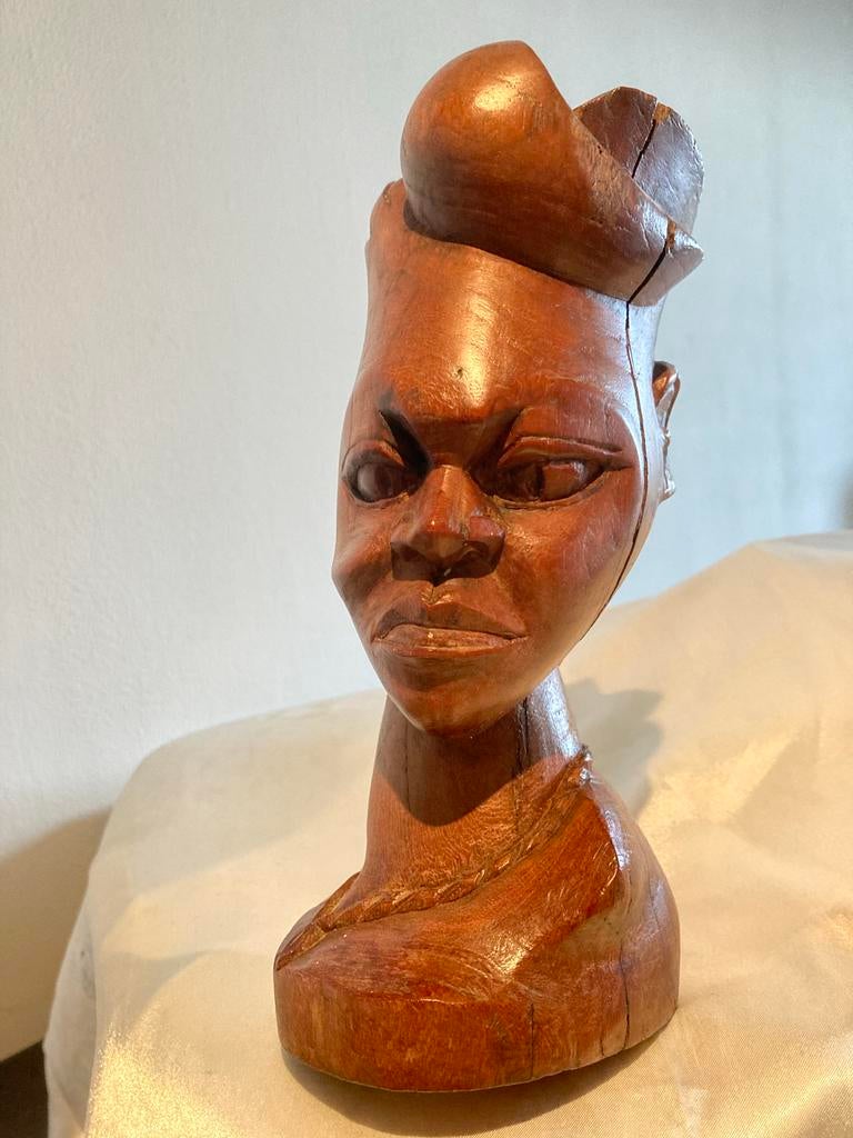 Afrikaanse Mangbetu buste, Congo, jaren 50/60, Antiek en Kunst, Kunst | Beelden en Houtsnijwerken, Ophalen of Verzenden