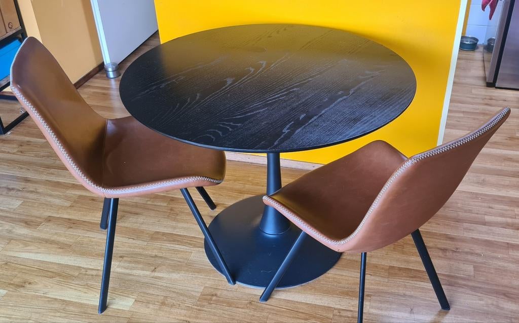 Leuke eethoek met 3 stoelen, Huis en Inrichting, Tafels | Eettafels, Gebruikt, 100 tot 150 cm, 100 tot 150 cm, Rond, Ophalen of Verzenden