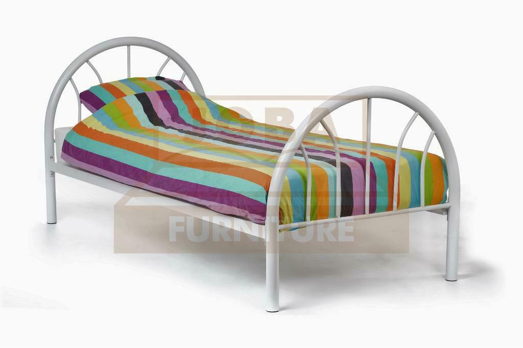 1 Persoons bed 90x200 + ijzer sterk stalen bodem €99, Ophalen of Verzenden, Wit, 200 cm