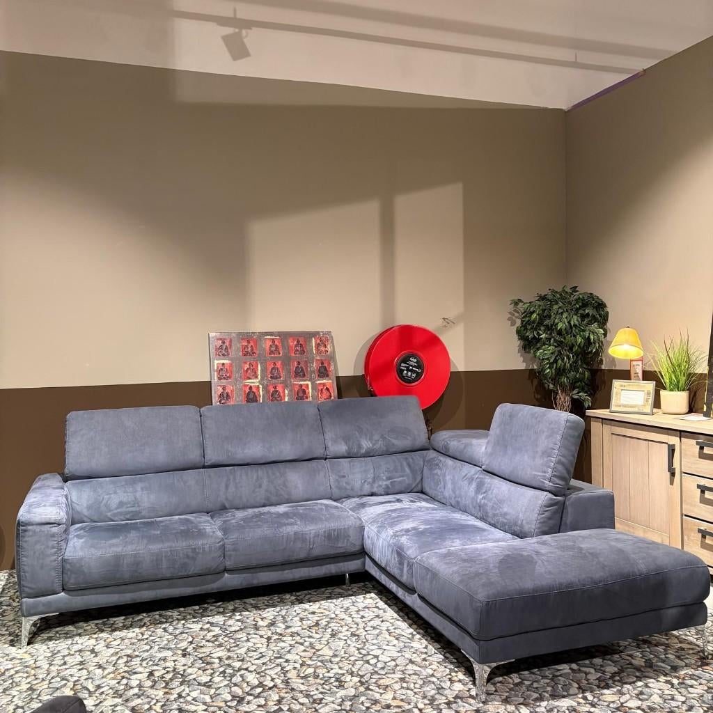 Lounge hoekbank met verstelbare rug delen blauw, Ophalen, 250 tot 300 cm, Hoekbank, Nieuw