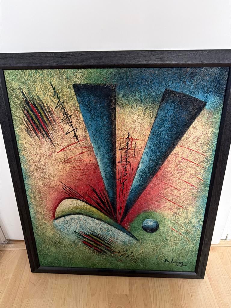 B.Long Schilderij op Canvas - Abstract Kunstwerk, Antiek en Kunst, Ophalen of Verzenden