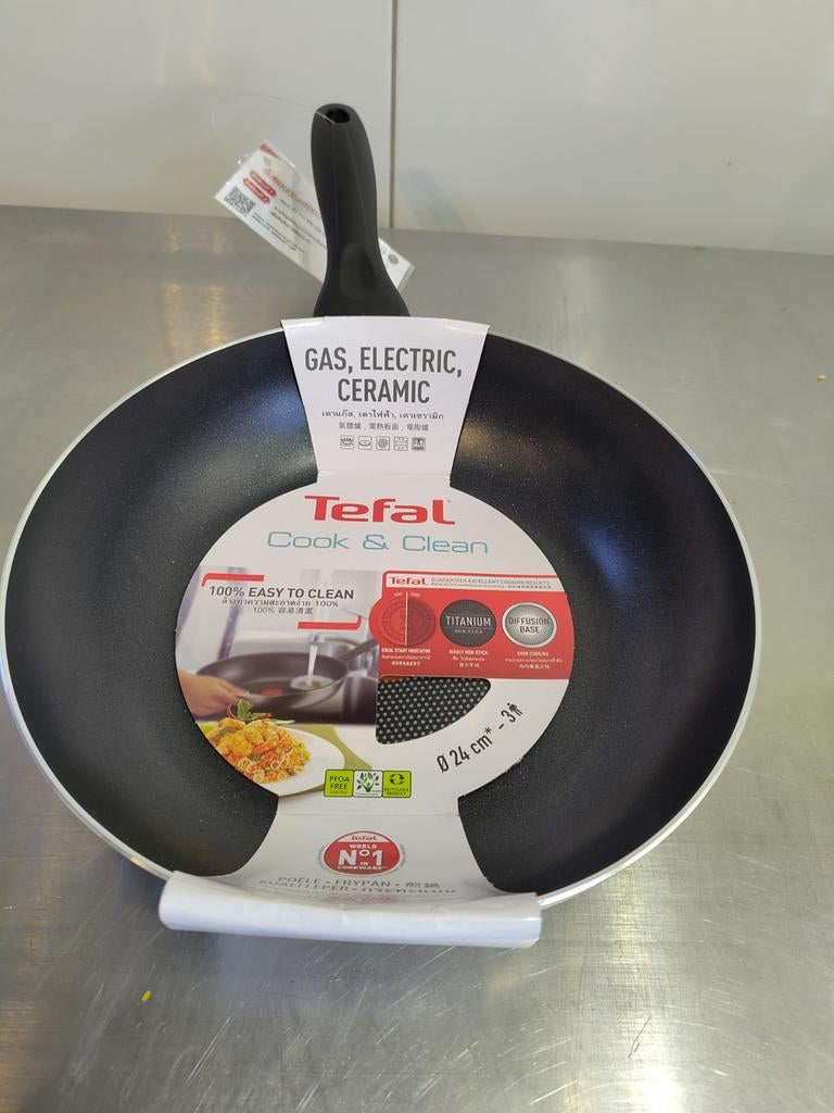 Tefal Cook & Clean Koekenpan 24cm - Nieuwstaat!, Keramische plaat, Ophalen of Verzenden, Koekenpan of Braadpan, Nieuw