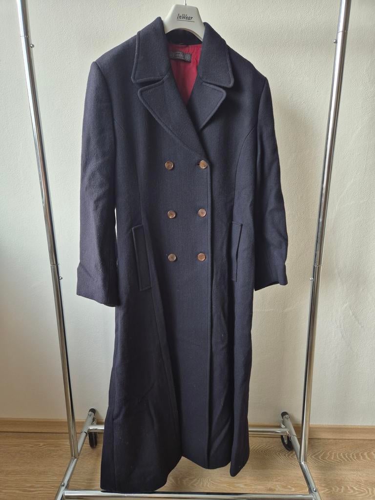Tandem lange wollen mantel blauw maat 40 double breasted, Kleding | Dames, Maat 38/40 (M), Tandem, Blauw, Ophalen of Verzenden