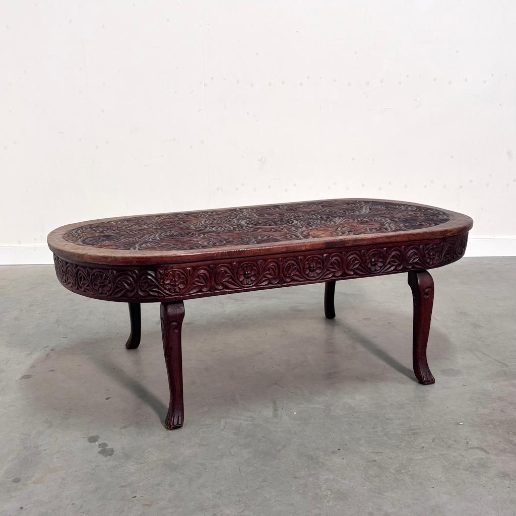 Vintage salontafel jaren 50 60 70 handgemaakt, Huis en Inrichting, Tafels | Salontafels, Ophalen, Gebruikt, 100 tot 150 cm, Eikenhout