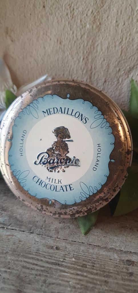 Vintage chocoladeblikje medaillons Baronie, Ophalen of Verzenden