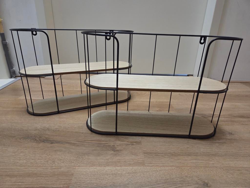 Industriële Wandrekjes met Plankjes - Zwart Metaal, Huis en Inrichting, Woonaccessoires | Wandplanken en Boekenplanken, Ophalen