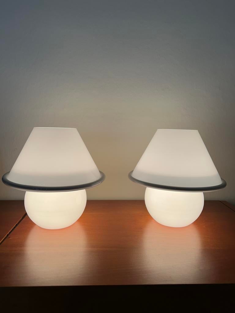 Koppel mogelijks murano glas mushroom paddestoel tafellampen, Antiek en Kunst, Ophalen of Verzenden