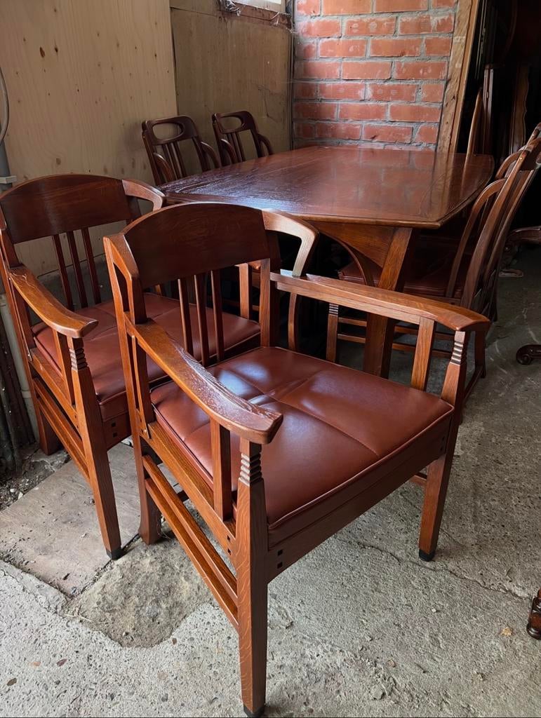 Schuitema Jugendstil Eetkamer met 6 stoelen, Antiek en Kunst, Antiek | Meubels | Stoelen en Banken, Ophalen