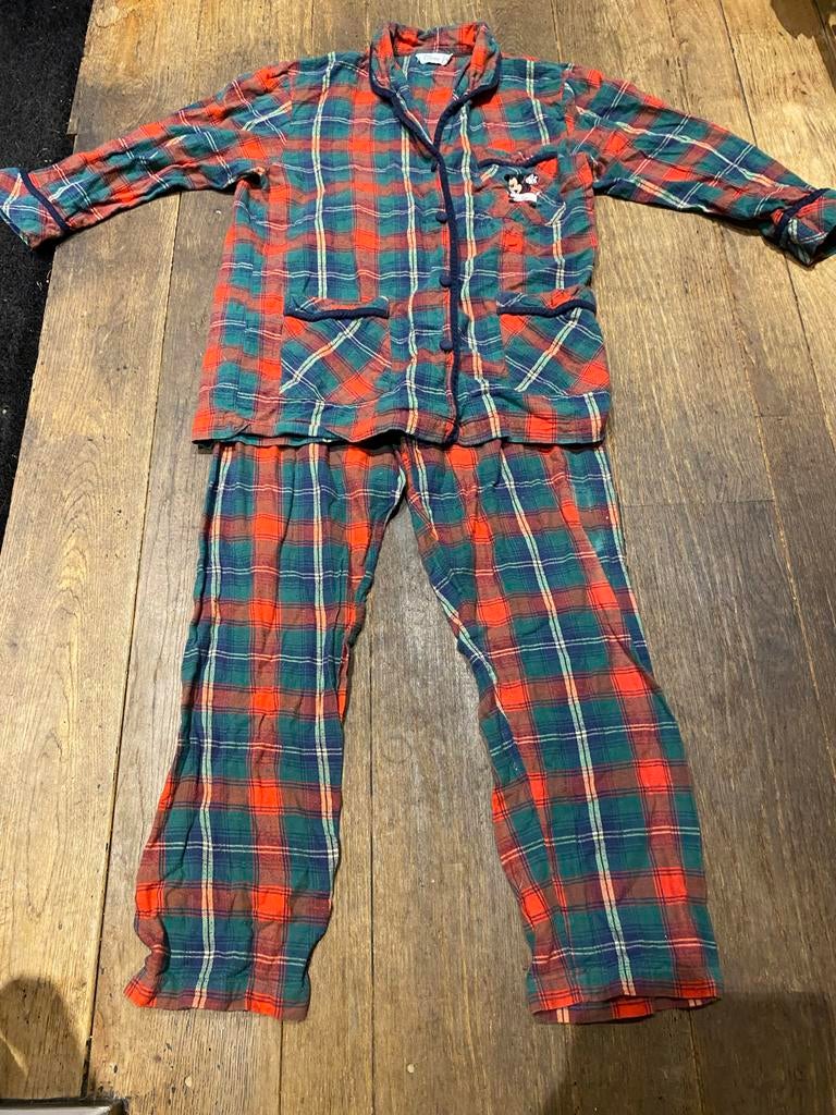 Disney Flanel Pyjama Rood Groen Ruiten, Kleding | Dames, Pyjama's, Ophalen of Verzenden