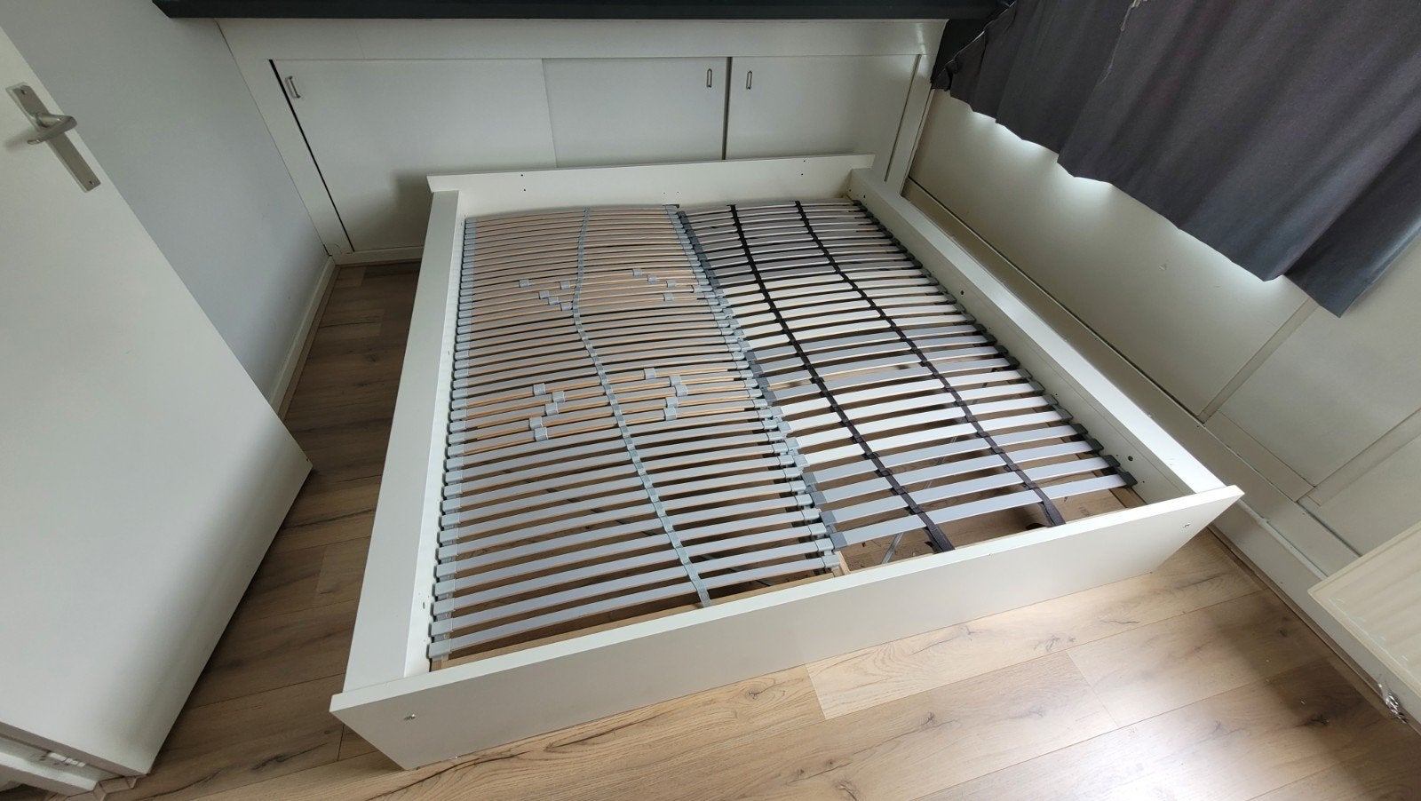 IKEA Skorva tweepersoonsbed 200x180 met matrassen, Ophalen, Gebruikt, Wit, Tweepersoons